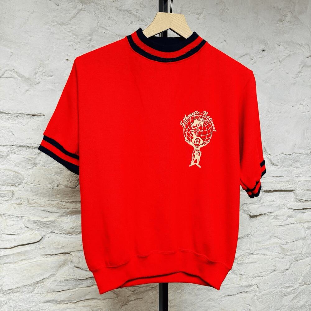 Springfoot Vtg 60s 70s Crewneck Sweatshirt Silhouette-National Spa Flocked Print